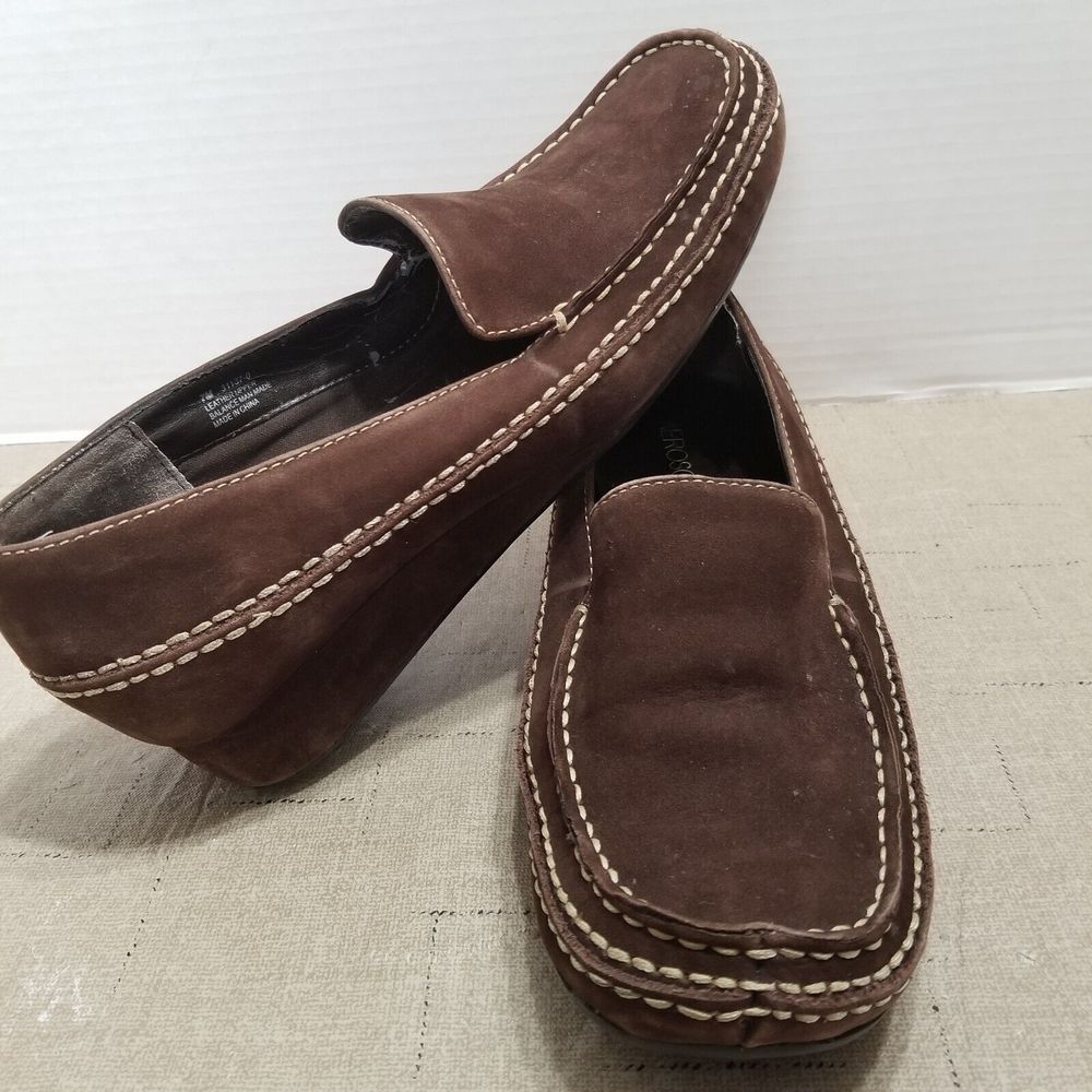 Aerosoles Women Loafers Flats Brown Size 7 Suede Leather Slip On Wedge Heel